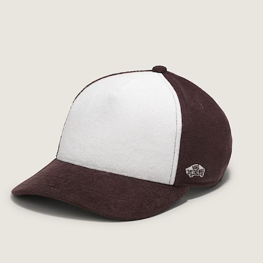 Vans Off The Wall Data System Strapback Hat Brown White Terry Cloth‎ OS NEW